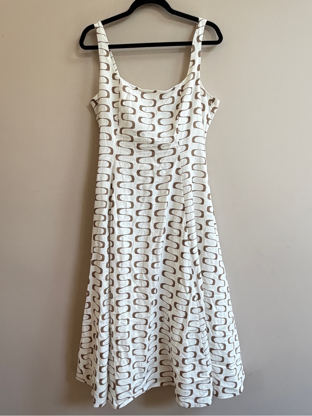 Christian Lacroix Sleeveless A-line Midi Dress Tank Top Retro Wave Pattern Dress